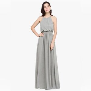 Elegant Gray Halter Maxi Dress